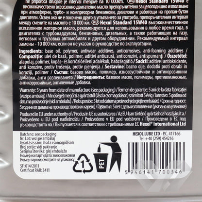Ulei pentru motor 15W40 Hexol Standard