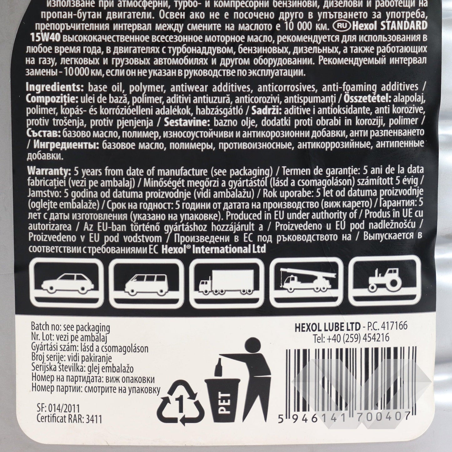 Ulei pentru motor 15W40 Hexol Standard