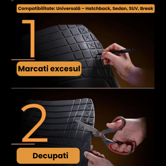 Covorase Auto TeamCar® Tip Tavita Compatibile Volkswagen Golf 8 Variant (2020–2025) Negru Intens