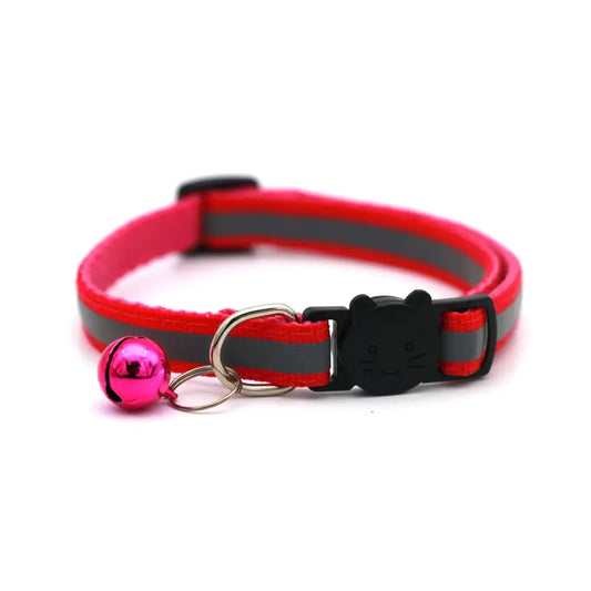 Zgardă reglabilă, cu clopoțel, pentru pisici și câini, rose red