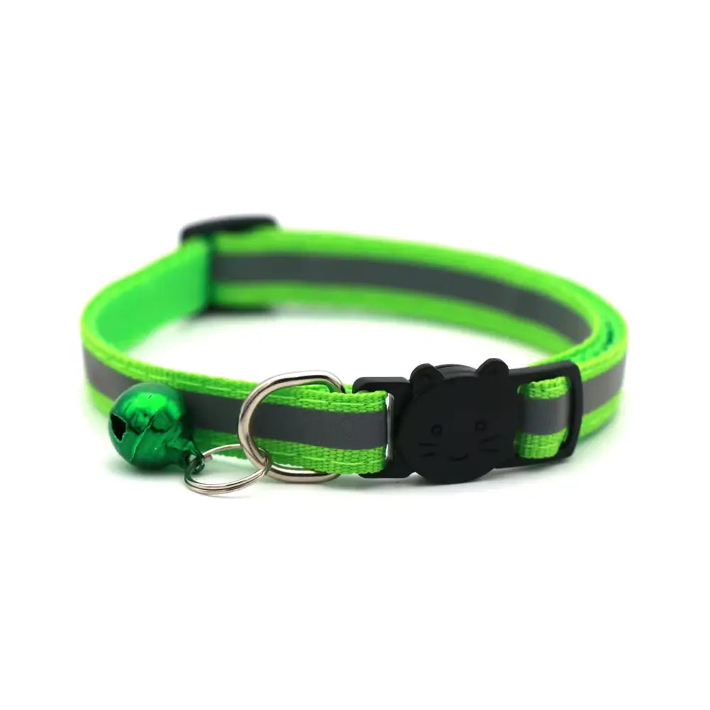 Zgardă reglabilă, cu clopoțel, pentru pisici și câini, verde
